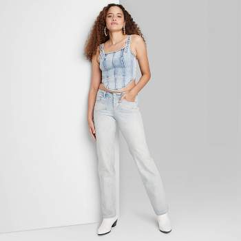 Women's High-Rise Straight Jeans - Wild Fable™ Light Teal Blue 10