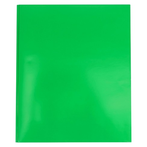 Green Plastic Folder with Prongs 2 Pockets 