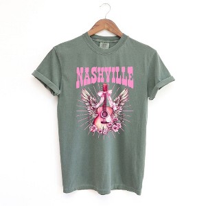 Simply Sage Market Women's Coquette Nashville Guitar Short Sleeve Garment Dyed Tee - 1 of 2