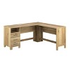 GDFStudio Merlene Farmhouse Wood L-Shaped Office Desk with Drawers - 2 of 4