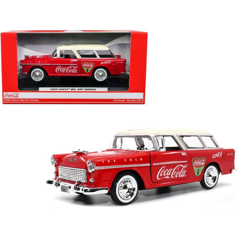 1955 Chevrolet Bel Air Nomad Red with White Top "Coca-Cola" 1/24 Diecast Model Car by Motor City Classics, 1 of 6