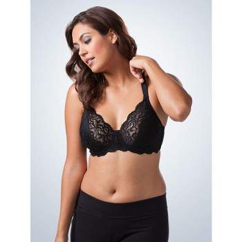  LEADING LADY The Lora Front Closure Support Bra. Lace, Back  Smoothing Support Bras for Women. Wireless, Plus Size Black : ביגוד, נעליים  ותכשיטים