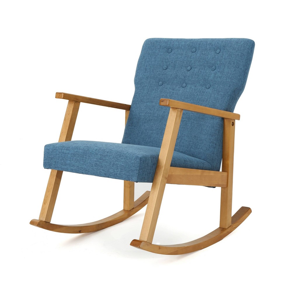 Photos - Rocking Chair Harvey Mid-Century Modern Fabric  Muted Blue - Christopher Kn