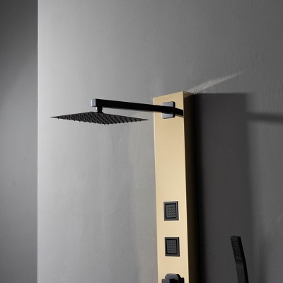 55'' Black and Gold Stainless Steel Shower Panel System