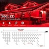 Itopfox Christmas Icicle Lights 300 LED 33FT 8 Modes Connectable Red Outdoor String Lights 1 Pack for Party Garden Wall Indoor Decor - 2 of 4