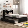 Okak Twin/Full Size Bookcase Platform Beds with Storage Shelves & Trundle,Solid Wood Bed Frame for Teens,No Spring Box Needed - 2 of 4