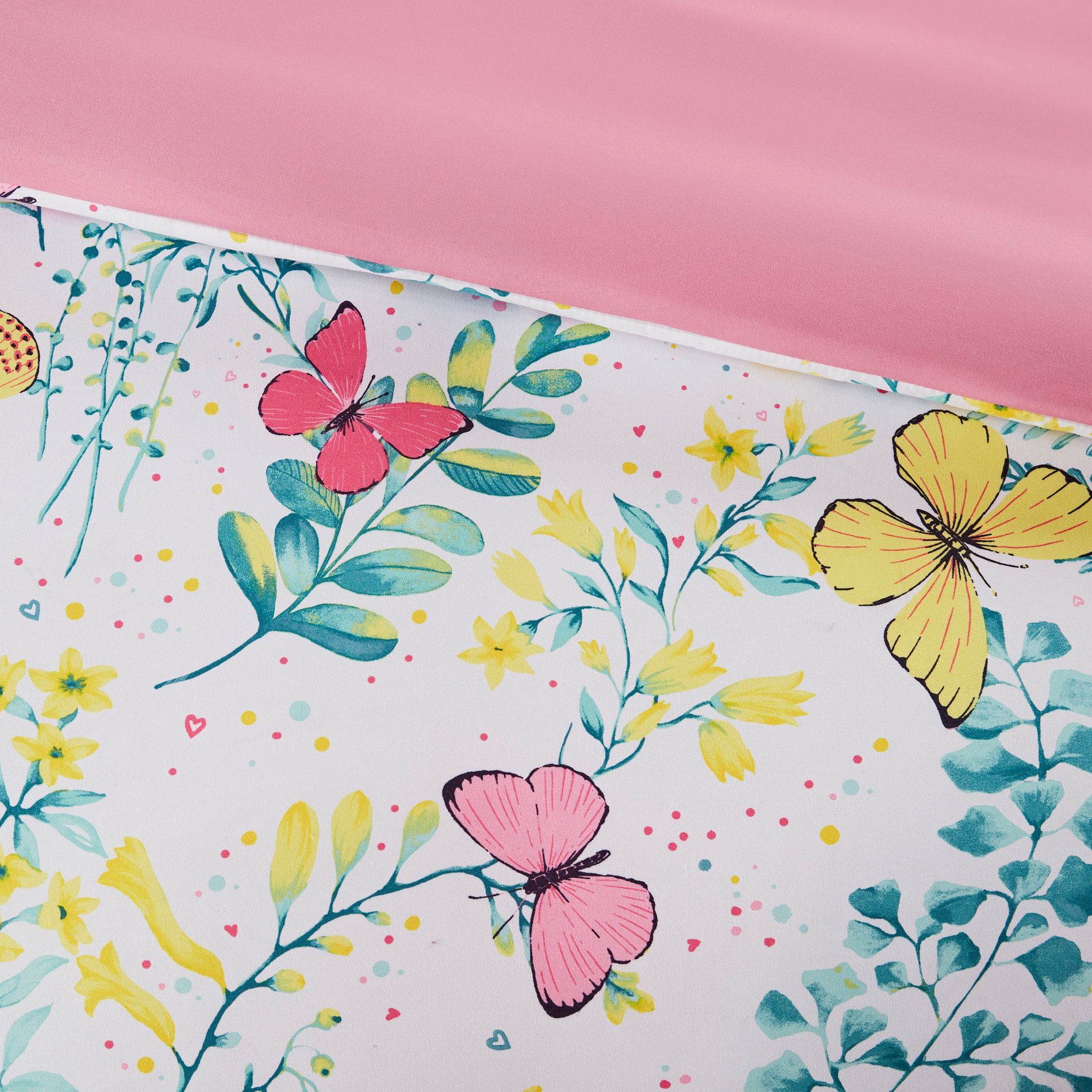 Cynthia Comforter for Girls Microfiber Animal Butterfly Print, Modern All Season Down Alternative Kids Bed Set,Pink,Twin