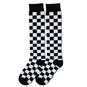 Checker Patterned Knee High Socks from the Sock Panda (Women's Sizes, Adult Medium) - Black and White - 1 of 3