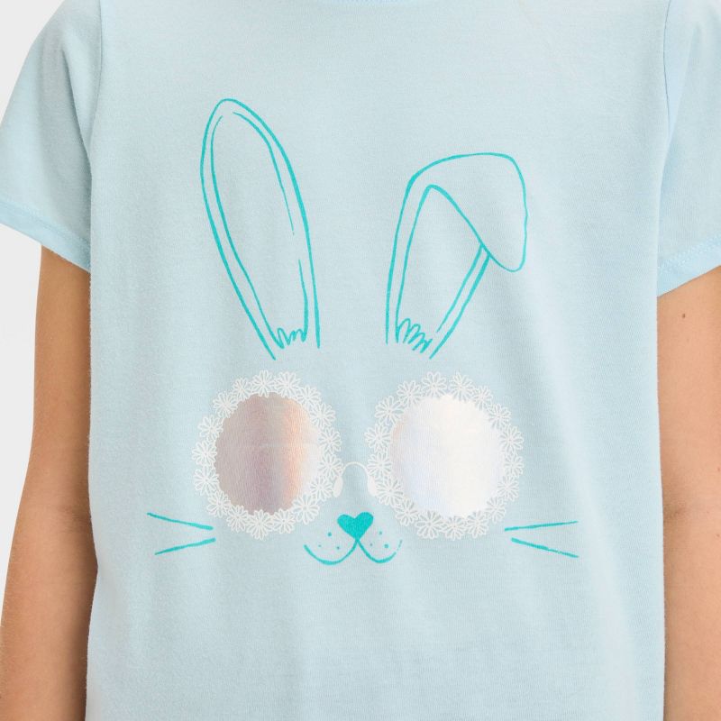 Girls' Short Sleeve 'Bunny' Graphic T-Shirt - Cat & Jack™ Light Blue, 3 of 7