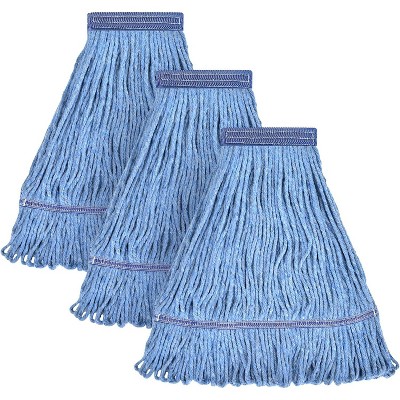 Matthew Commercial Mop Head Refill, 3-Pack - Built for High-Traffic Areas, Durable Blue Cotton Loop String for Daily Wet Mopping