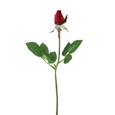 Allstate Floral 18” Red Single Rose Bud with Thornless Stem Artificial Floral Spring Craft Pick