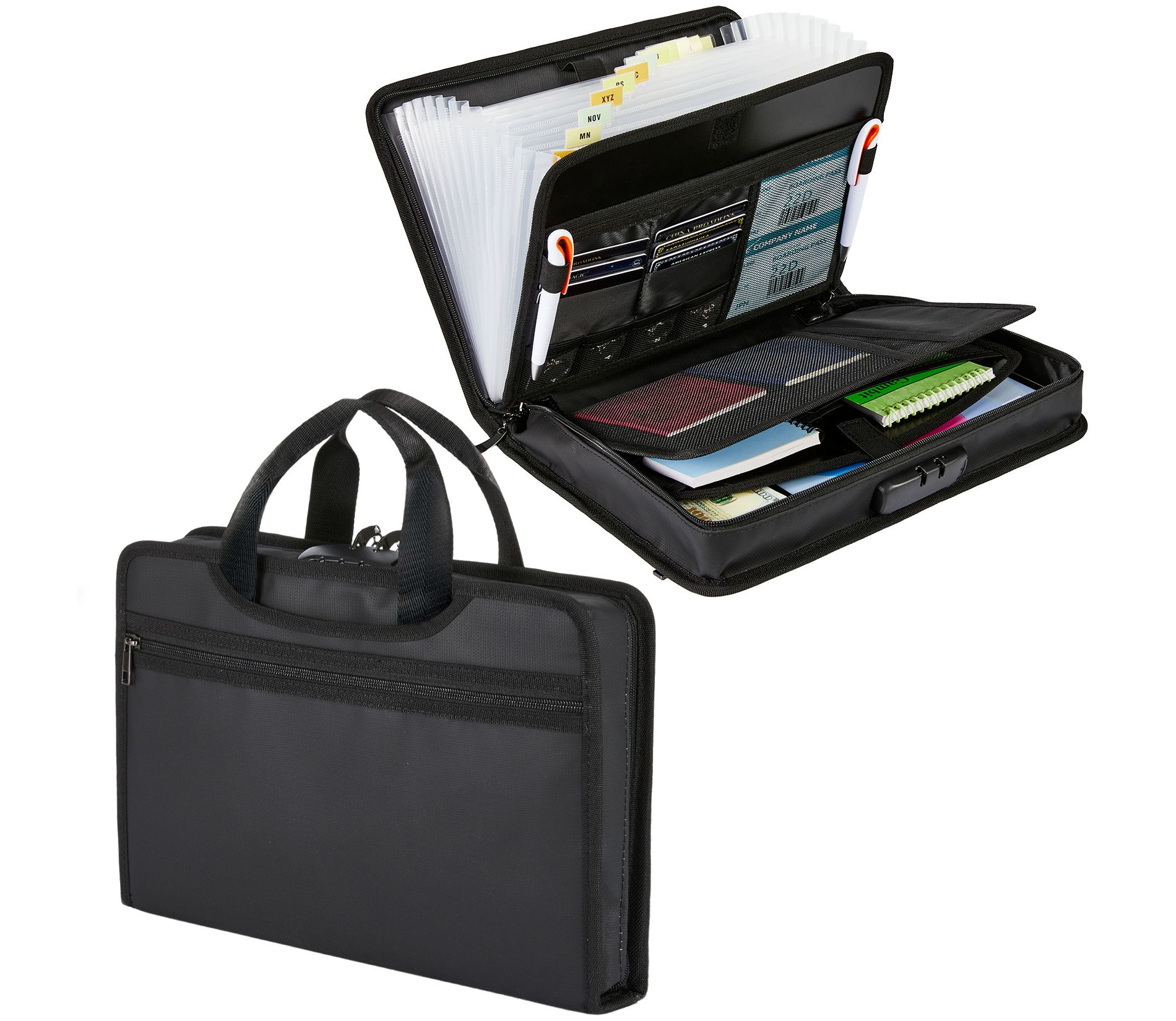 Fireproof Document Bag with Lock – Portable, Durable File Organizer with Handle – Multi-Pocket Accordion Folder for Office, Home & Travel