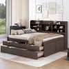 Full Size Wooden Captain Bed with Built-in Bookshelves,Three Storage Drawers and Trundle - 2 of 4