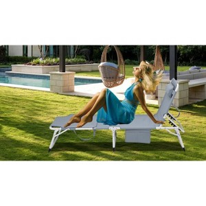 PAGED Patio Chaise Lounge with Face Hole and Removable Pillow,Outdoor Tanning Chairs with 5 levels of Adjustment for Poolside,Backyard - 1 of 4