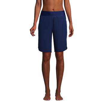 Lands' End Women's 11" Quick Dry Elastic Waist Modest Board Shorts Swim Cover-up Shorts with Panty