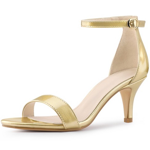 Allegra K Women s Ankle Strap High Heeled Open Toe Stiletto Heels Sandals Gold 6 Target