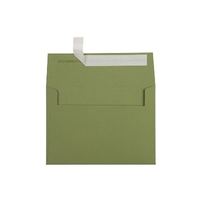LUX 5 1/4"x7 1/4" 70lbs. A7 Invitation Env W/Peel & Press Avocado Green EX4880-27-50