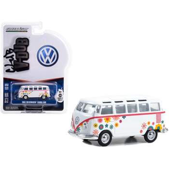 1964 Volkswagen Type 2 (T1) Samba Bus White with Graphics "Club Vee V-Dub" Series 17 1/64 Diecast Model Car by Greenlight