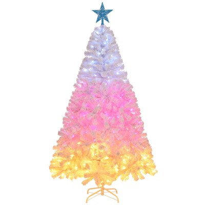 Karl Home 6 FT Pre-lit White Artificial Christmas Tree with 300 Lights and Topper Star