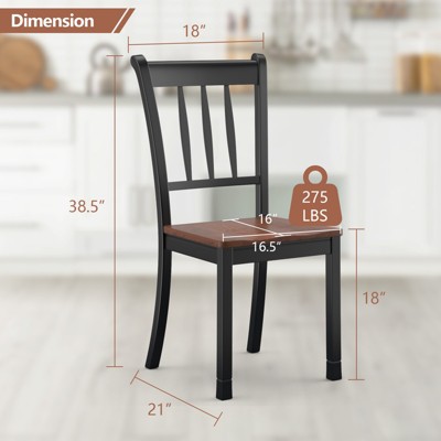 Black and Brown High Slat Back Wooden Side Chair Set