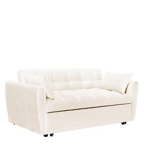 Ridstar Modern 3-in-1 Folding Double Sofa Bed with Pillows For Living Room & Bedroom-Beige - 1 of 4
