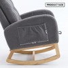Lyngins Upholstered Rocking Chair, Rubber Wood Lounge Armchair with Footrest & Side Storage Pocket, High-Back Rocker Chair/Accent Chair - 4 of 4