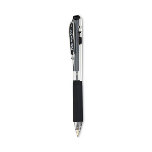 Pentel WOW! Gel Pen, Retractable, Medium 0.7 mm, Black Ink, Clear/Black Barrel, Dozen - image 1 of 4