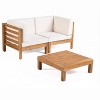 Sapphtopaz Patio Furniture Set Wood L-Shaped Loveseat Outdoor Chairs with Cushions and Coffee Table Sofa Set for Garden, Backyard - 2 of 4