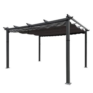 13 x 10 Ft Outdoor Patio Retractable Pergola With Canopy Sun shelter Pergola for Gardens,Terraces,Backyard beige - 1 of 3