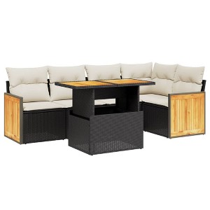 vidaXL Garden Sofa Set Black, Cream White - 1 of 4