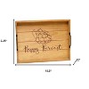 HomeRoots 16" Natural And Burgundy Happy Harvest Serving Tray With Handles - 3 of 4