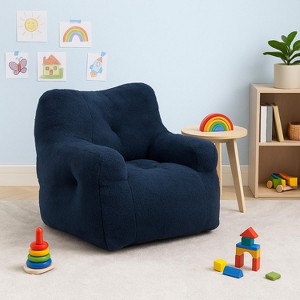 Homy Casa Plush Teddy Fleece Bean Bag Chair, Navy Blue – Cozy Lounge Seating for Living Room or Bedroom - 1 of 4