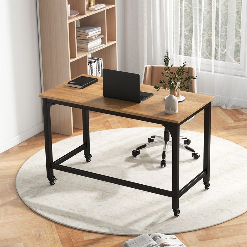 Tangkula 48” Rolling Computer Desk Mobile Study Writing Desk with Metal Frame Movable Home Office Desk Natural/Black, 3 of 10