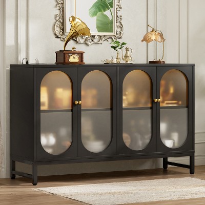 Aheaplus 47'' W Sideboard Buffet Cabinet with Power Outlet and LED Light