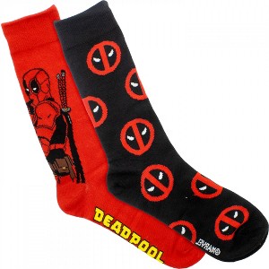 Mens Deadpool Worst Hero Crew Socks 2-Pair Pack Box Set - 1 of 4