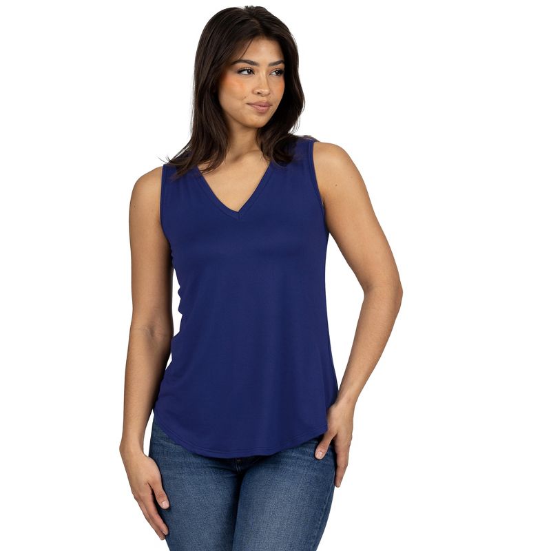 24seven Comfort Apparel V Neck Tunic Tank Top with Round Hemline, 1 of 6