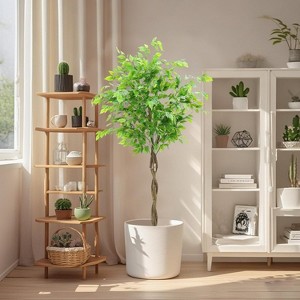 Artificial Ficus Tree, Large Artificial Ficus Tree in Pot, Large Artificial Plants with Realistic Texture for Foyer, Living Room, Bedroom, Decoration - 1 of 4