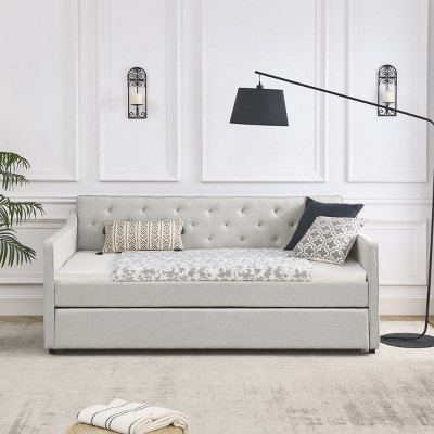Day Beds With Storage,Sofa Bed Tufted,Upholstered Sofa Bed,Sleeper Sofa Wood Frame-Cuddlewood