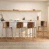 Armless Wooden Bar Stools,Rubberwood Frame Bar Chairs with Square Bentwood Seat,Low Curved Back Bar Stools for Bistro Cafe-Coolbibila - 2 of 4