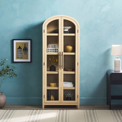 Bella Depot Modern 5 Shelf Arched Tall Bookcase with Glass Doors