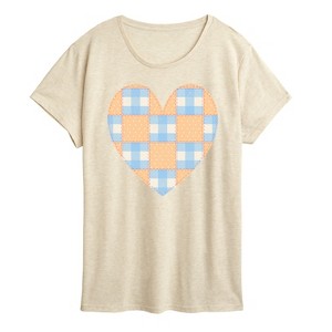 Women's - Instant Message - Patchwork Quilt Heart Short Sleeve Graphic T-Shirt - 1 of 4