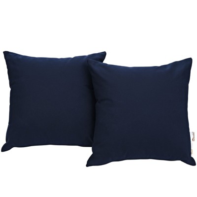 Navy Blue Sunbrella Canvas Square Outdoor Pillow Set
