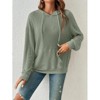 Oversized Hoodies for Women Casual Long Sleeve Textured Knit Drawstring Side Slit Pullover Sweatshirts with Pocket - 3 of 4