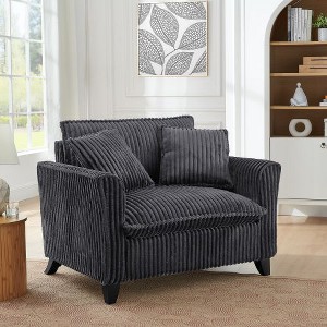 Kumasinova Retro Tufted Corduroy Single Sofa Chair – Ergonomic Back Support, Plush Cushions, Easy Assembly, Accent Armchair for Living Room - 1 of 4