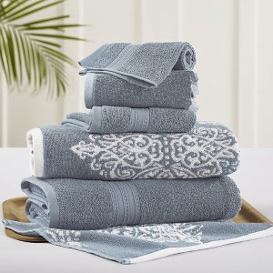 Modern Threads Artesia Damask 6-Piece 100% Cotton Yarn Dyed Jacquard Towel Set - 1 of 4