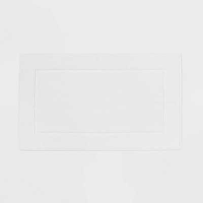 21"x34" Spa Plush Bath Rug White - Threshold™: Cotton Jacquard, Machine Washable, No Backing, OEKO-TEX Certified