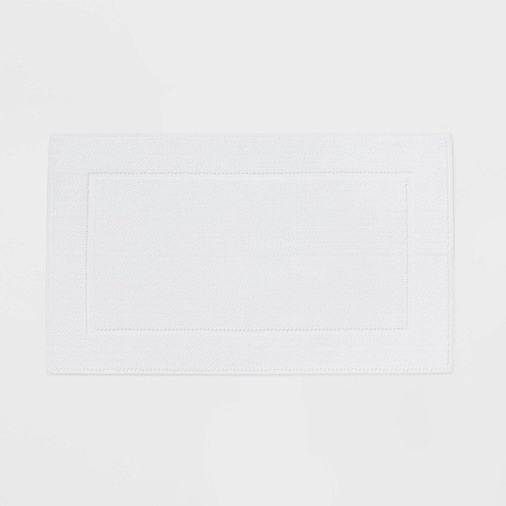 Photos - Bath Mat 21"x34" Spa Plush Bath Rug White - Threshold™: Cotton Jacquard, Machine Washable, No Backing, OEKO-TEX Certified