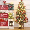 4.5ft Pre-Lit Artificial Xmas Tree with Pine Needles, Prelit Christmas Tree with 108 Warm White Lights, Hinged Branches and  Vintage Potted Base - 3 of 4