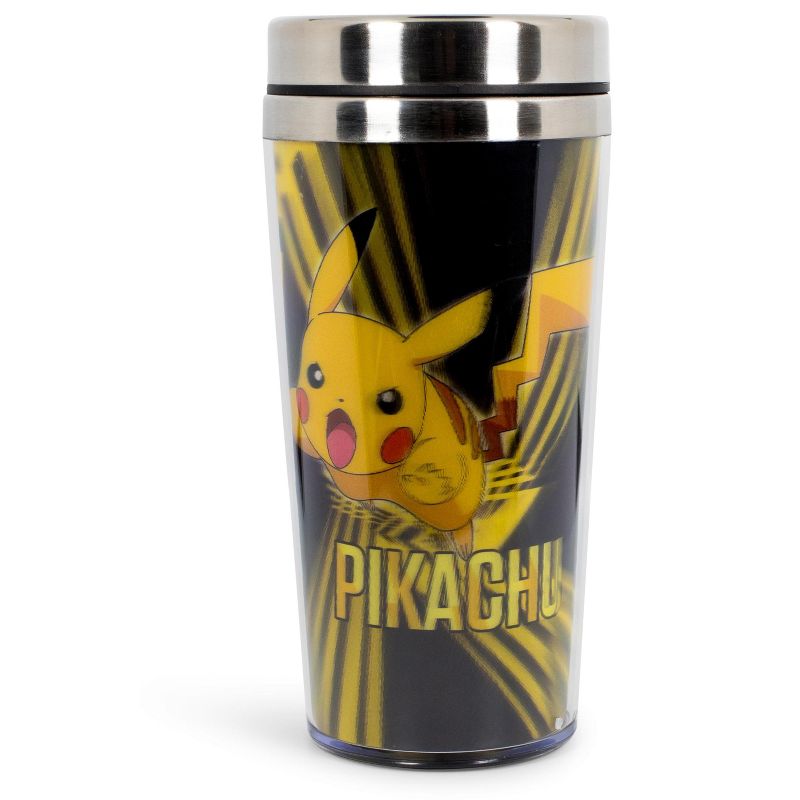 Just Funky Pokemon Lenticular Pikachu 16oz Travel Coffee Mug Tumbler w/ Non-Spill Metal Lid, 1 of 7