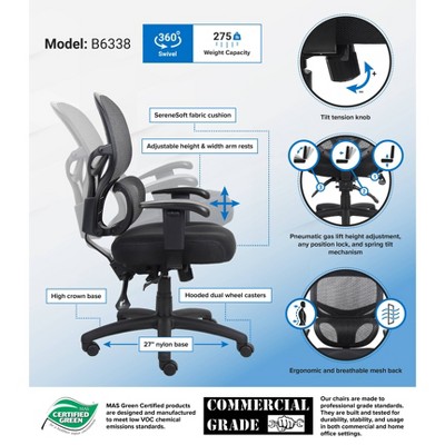 Black Mesh Adjustable Arms Swivel Office Chair